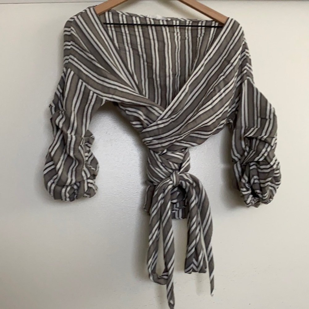 Striped Wrap Top olivaceous